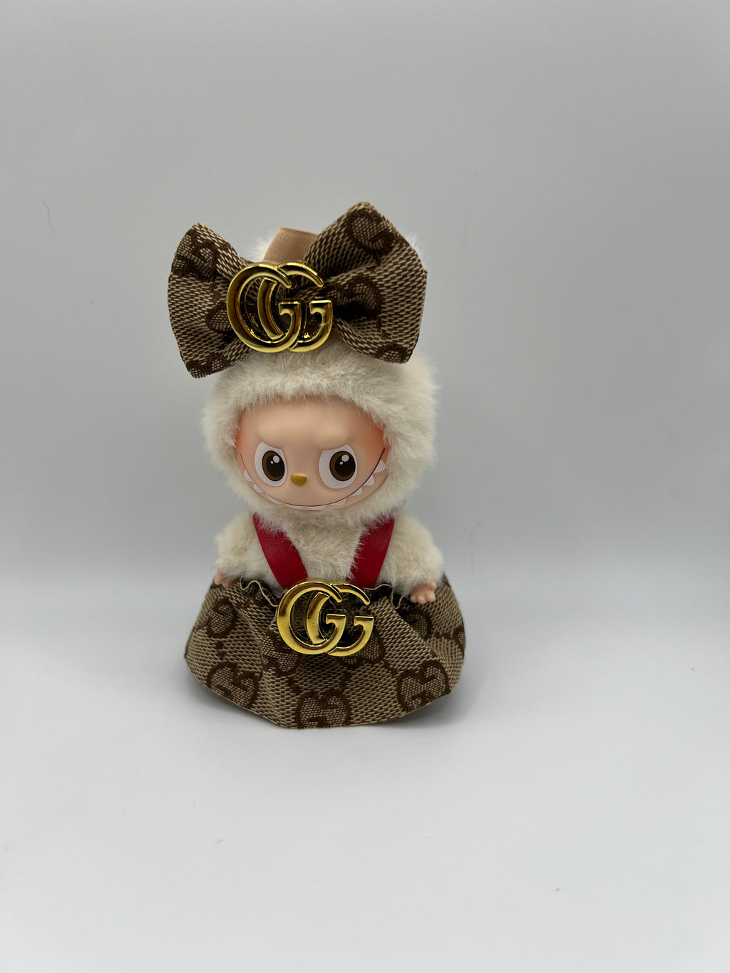 Brown Dress with Matching Bow for Labubu Pin for Love