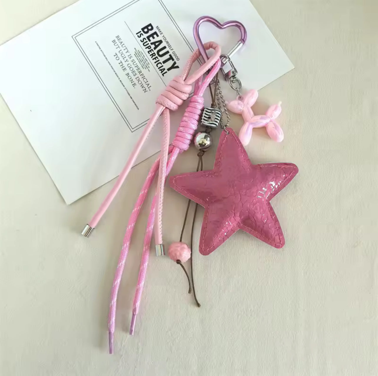 🌟 Pink Star Charm Keychain – Modern Joy Edition
